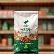 Paquet de croquettes chien premium sur étagère